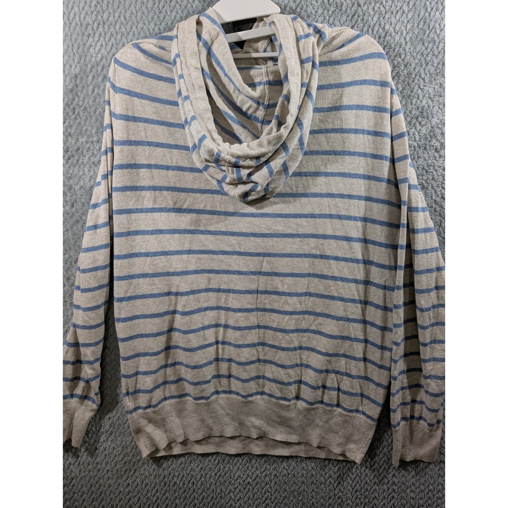 J.Crew Mens Large Blue Beige Striped Lightweight Knit Hoodie AX175 SU21 - Picture 5 of 8
